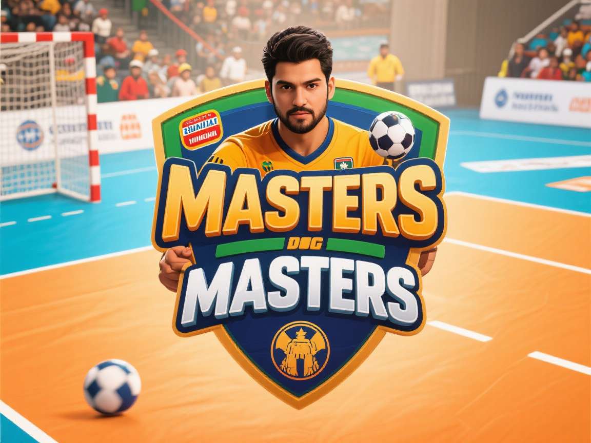 Handball Masters: Indian Edition future update teaser showing women's team players and VR mode interface
